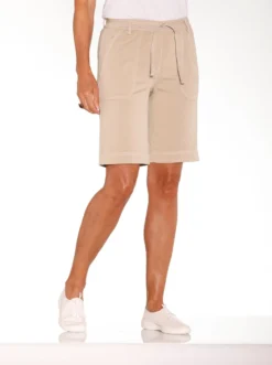 Jeansbermudas in Schlupfform, mit Bindegürtel