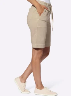Jeansbermudas in Schlupfform, mit Bindegürtel