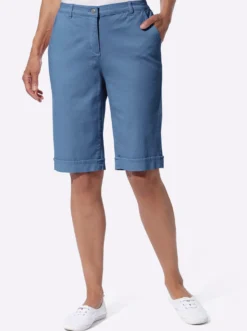 Jeansbermudas mit Dehnbund hinten