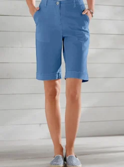 Jeansbermudas mit Dehnbund hinten