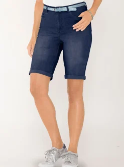 Jeansbermudas mit Gratis-Gürtel