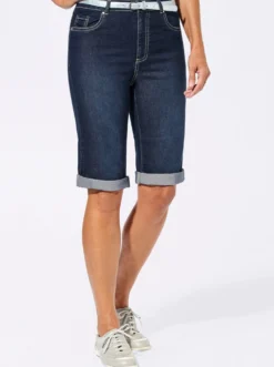 Jeansbermudas mit Gratis-Gürtel