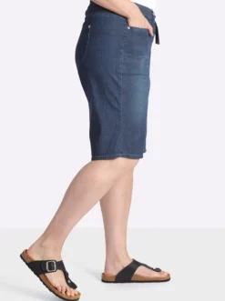 Jeansbermudas mit Rundum-Dehnbund