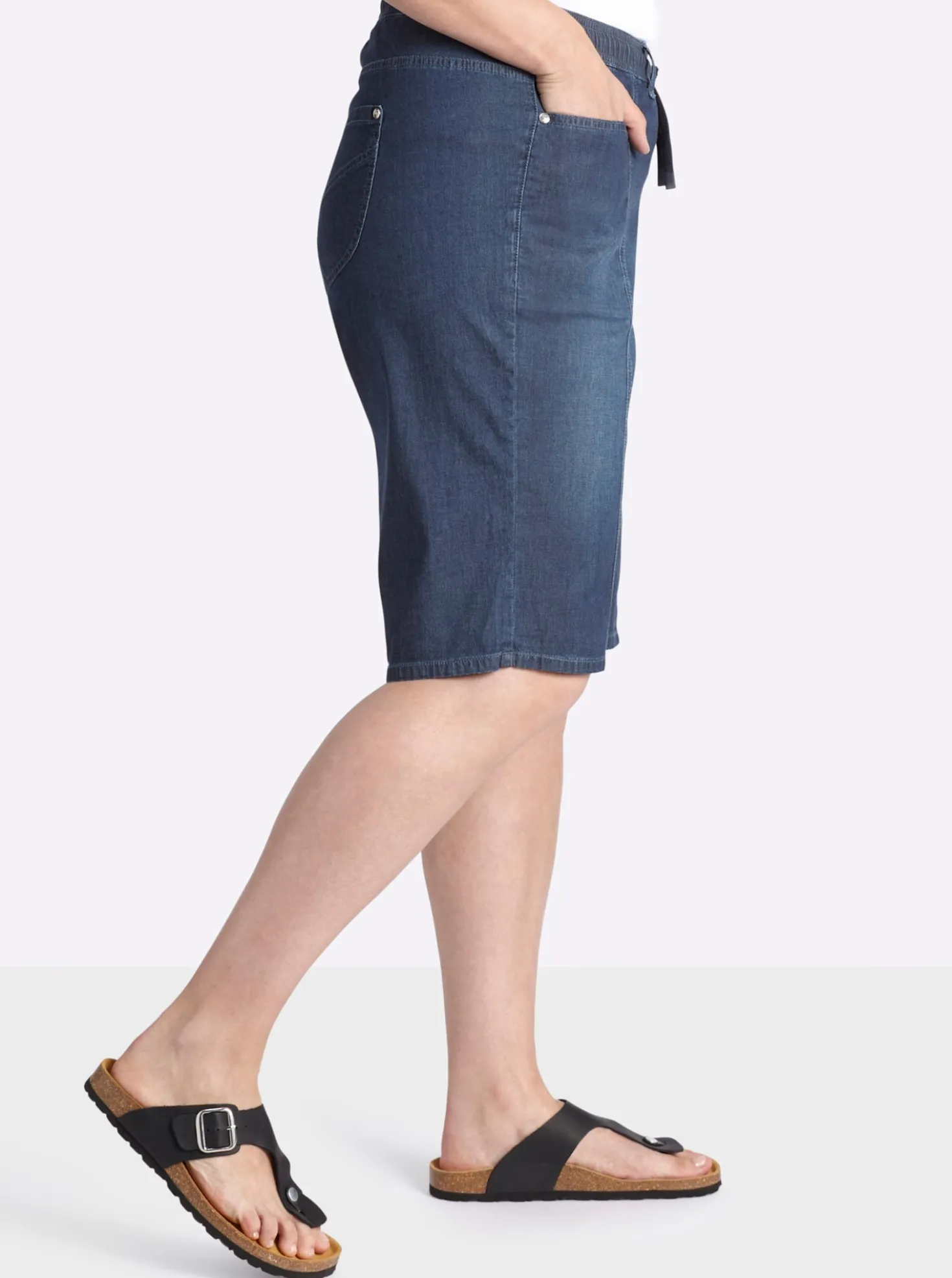 Jeansbermudas mit Rundum-Dehnbund