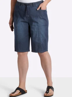 Jeansbermudas mit Rundum-Dehnbund