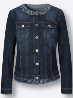 Jeansblazer mit Fransenkanten
