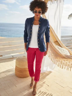 Jeansblazer mit Häkchenverschluss