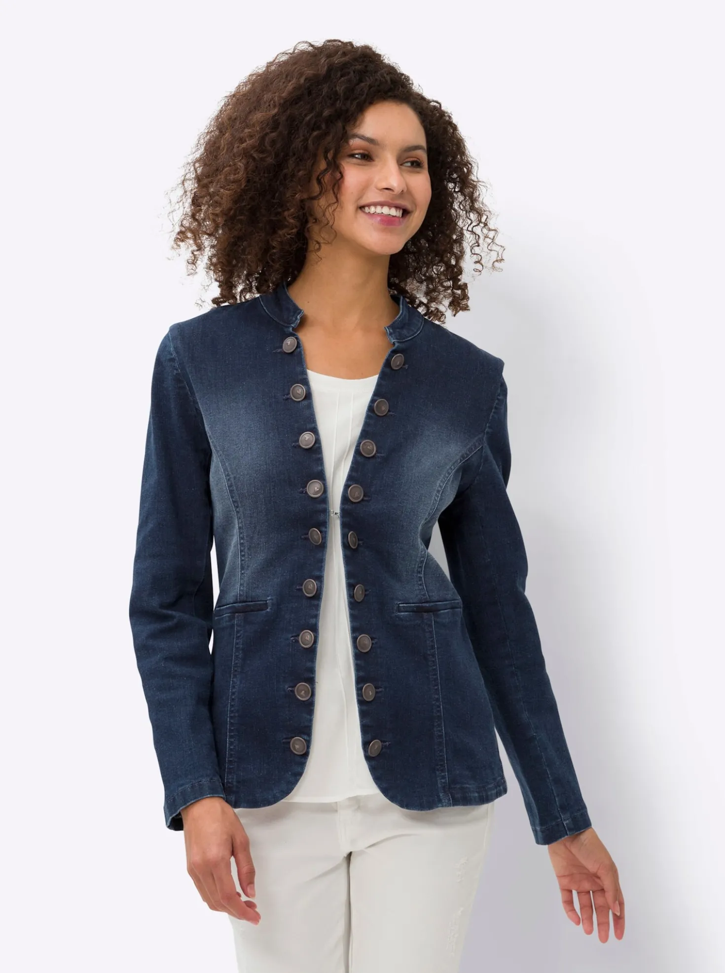 Jeansblazer mit Häkchenverschluss