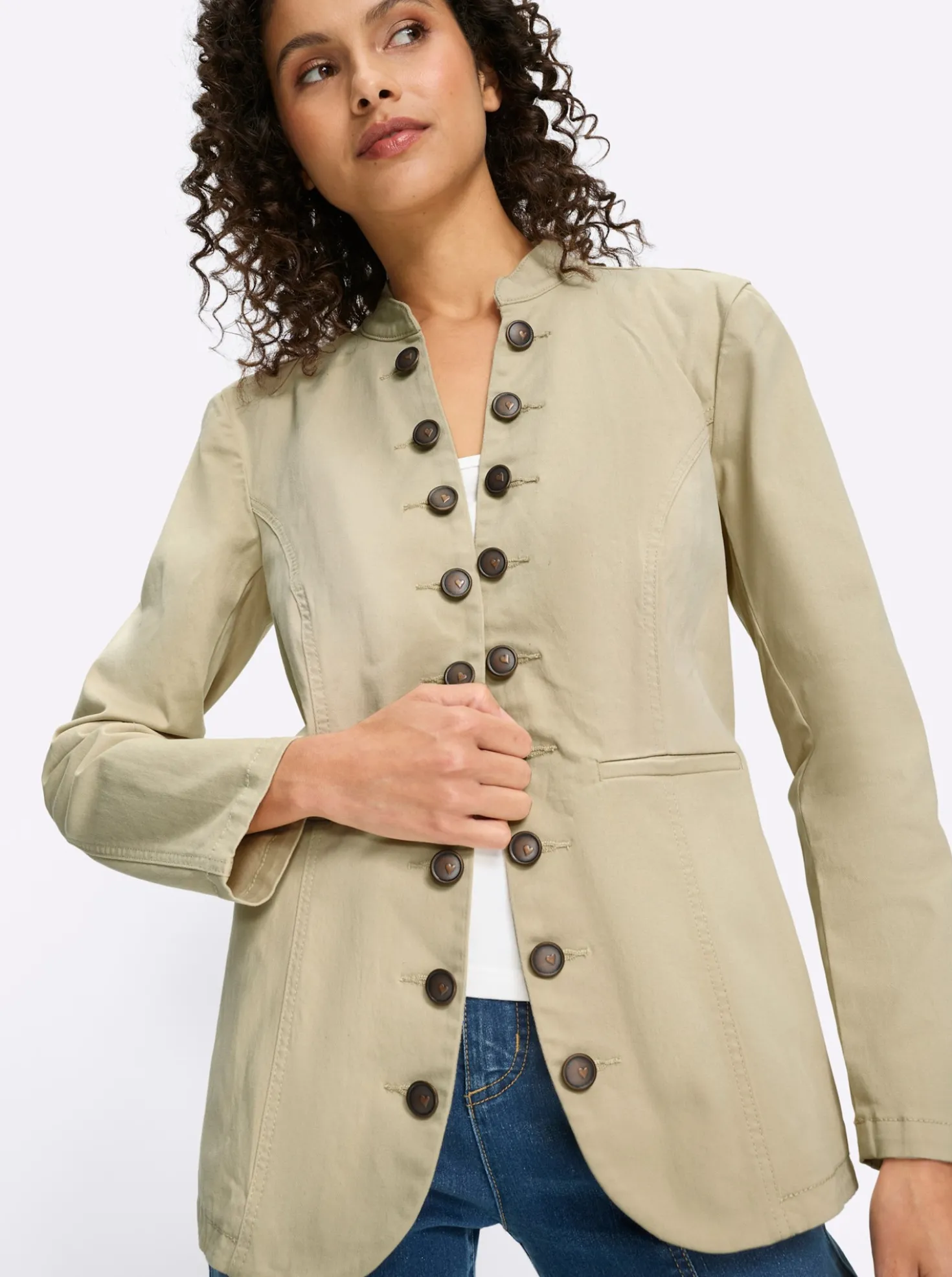 Jeansblazer mit Häkchenverschluss