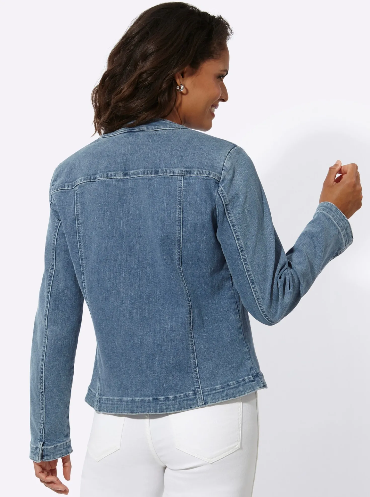 Jeansblazer mit Schulterpolstern