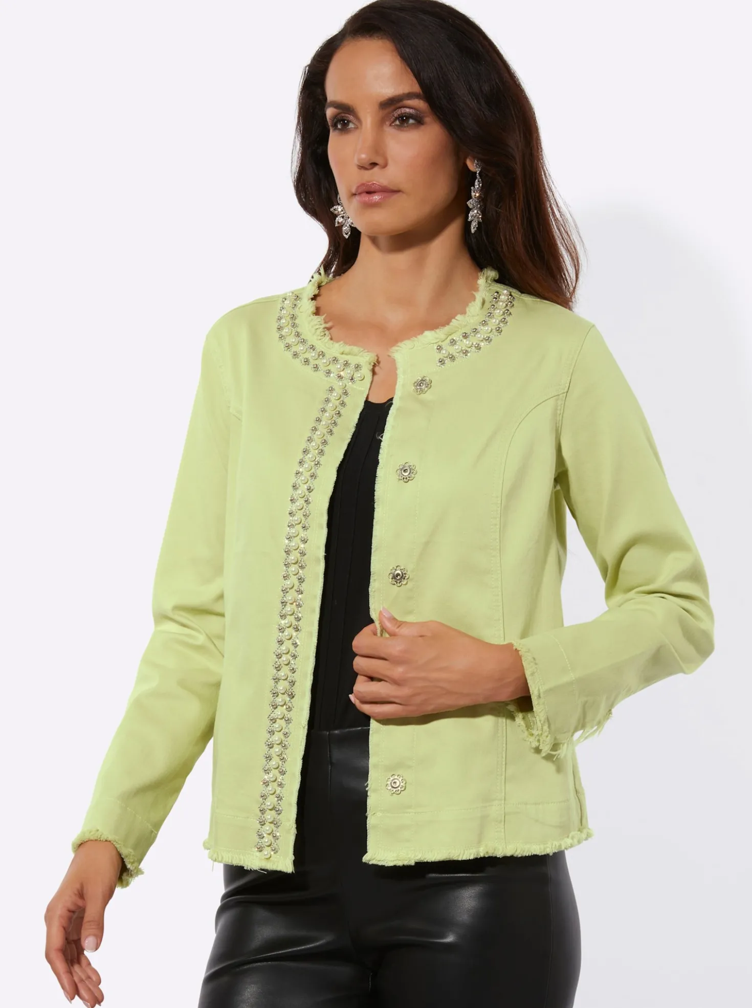 Jeansblazer mit seitlichen Nahttaschen