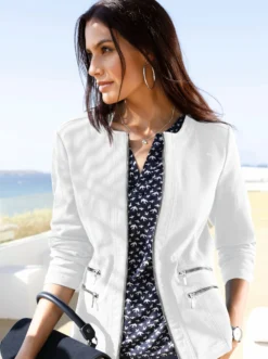 Jeansblazer mit Zier-Reißverschlüssen