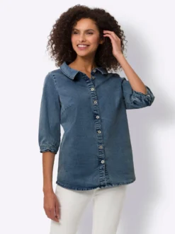 Jeansbluse in leichter Used-Waschung