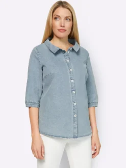 Jeansbluse in leichter Used-Waschung