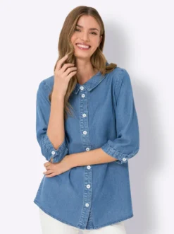 Jeansbluse mit 3/4-Arm