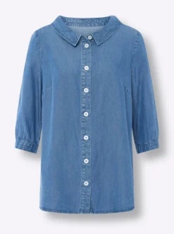 Jeansbluse mit 3/4-Arm