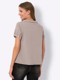 Jeansbluse mit Bubikragen