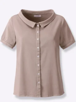 Jeansbluse mit Bubikragen