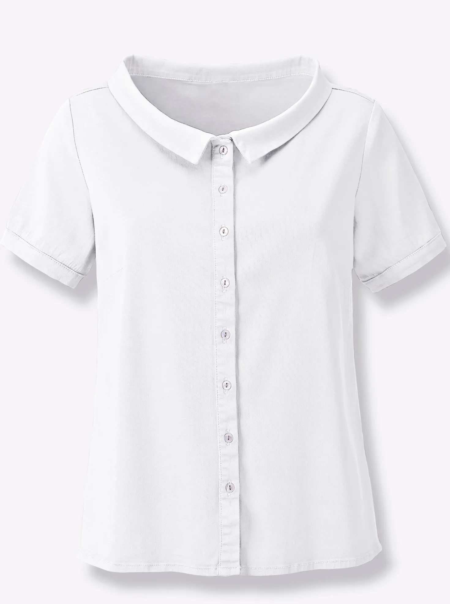 Jeansbluse mit Bubikragen