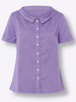 Jeansbluse mit Bubikragen
