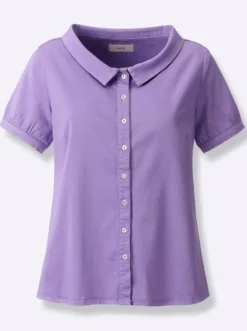 Jeansbluse mit Bubikragen