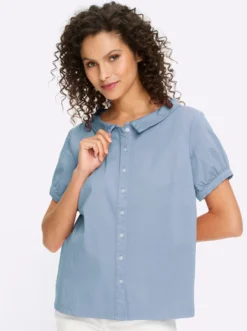Jeansbluse mit Bubikragen