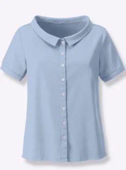 Jeansbluse mit Bubikragen