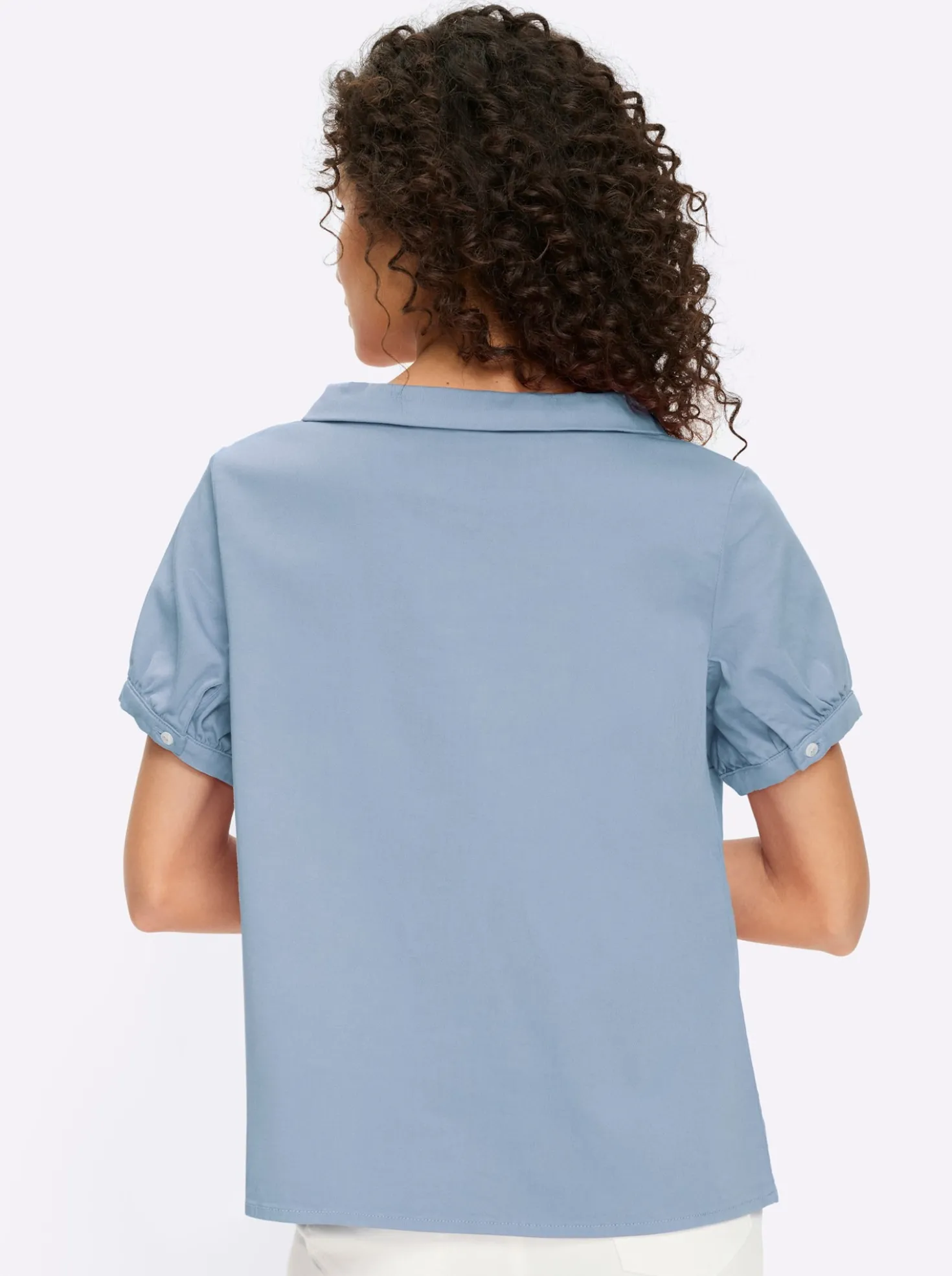 Jeansbluse mit Bubikragen