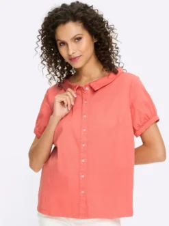 Jeansbluse mit Bubikragen