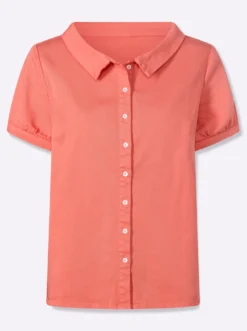 Jeansbluse mit Bubikragen