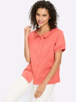 Jeansbluse mit Bubikragen
