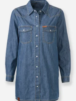 Jeansbluse mit Druckknopfleiste