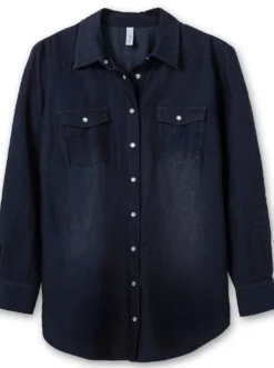 Jeansbluse mit Druckknöpfen