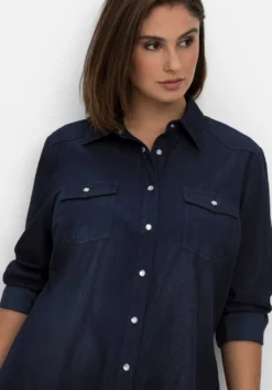 Jeansbluse mit Druckknöpfen