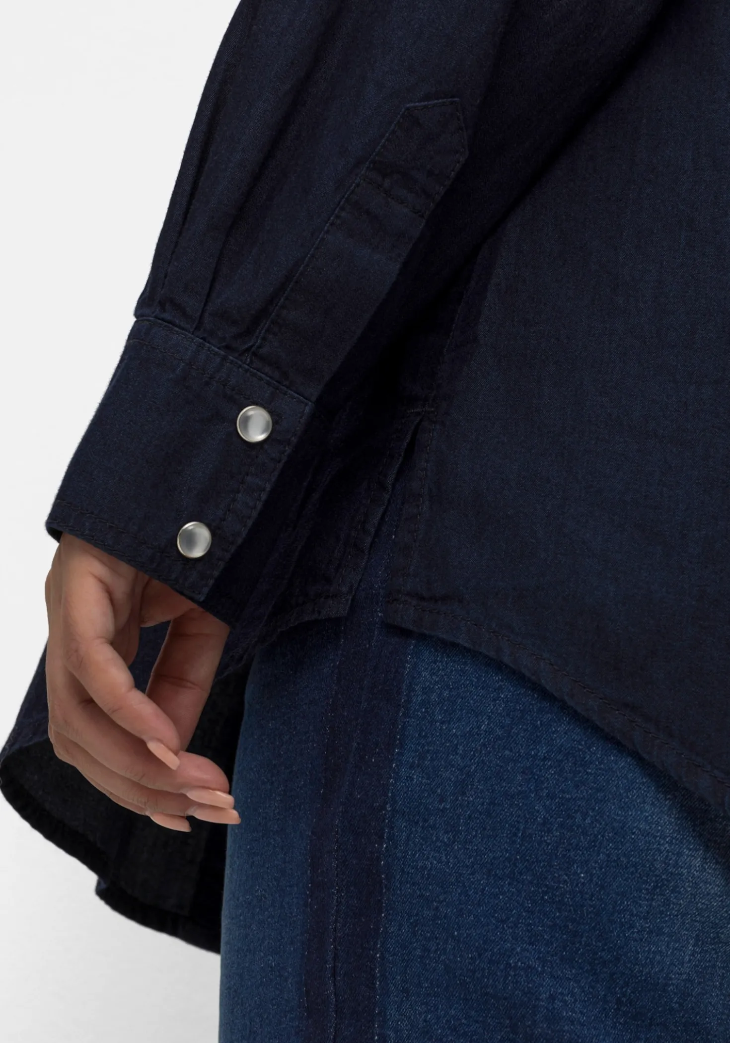 Jeansbluse mit Druckknöpfen