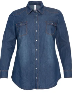 Jeansbluse mit Druckknöpfen