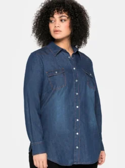 Jeansbluse mit Druckknöpfen