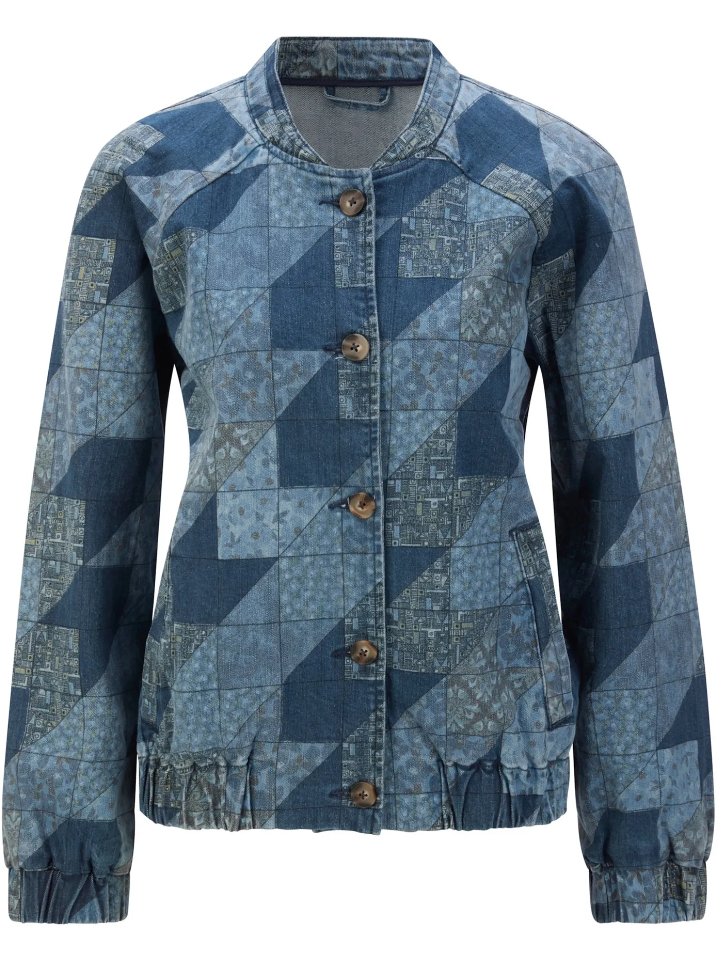 Jeansjacke in Patchwork-Optik