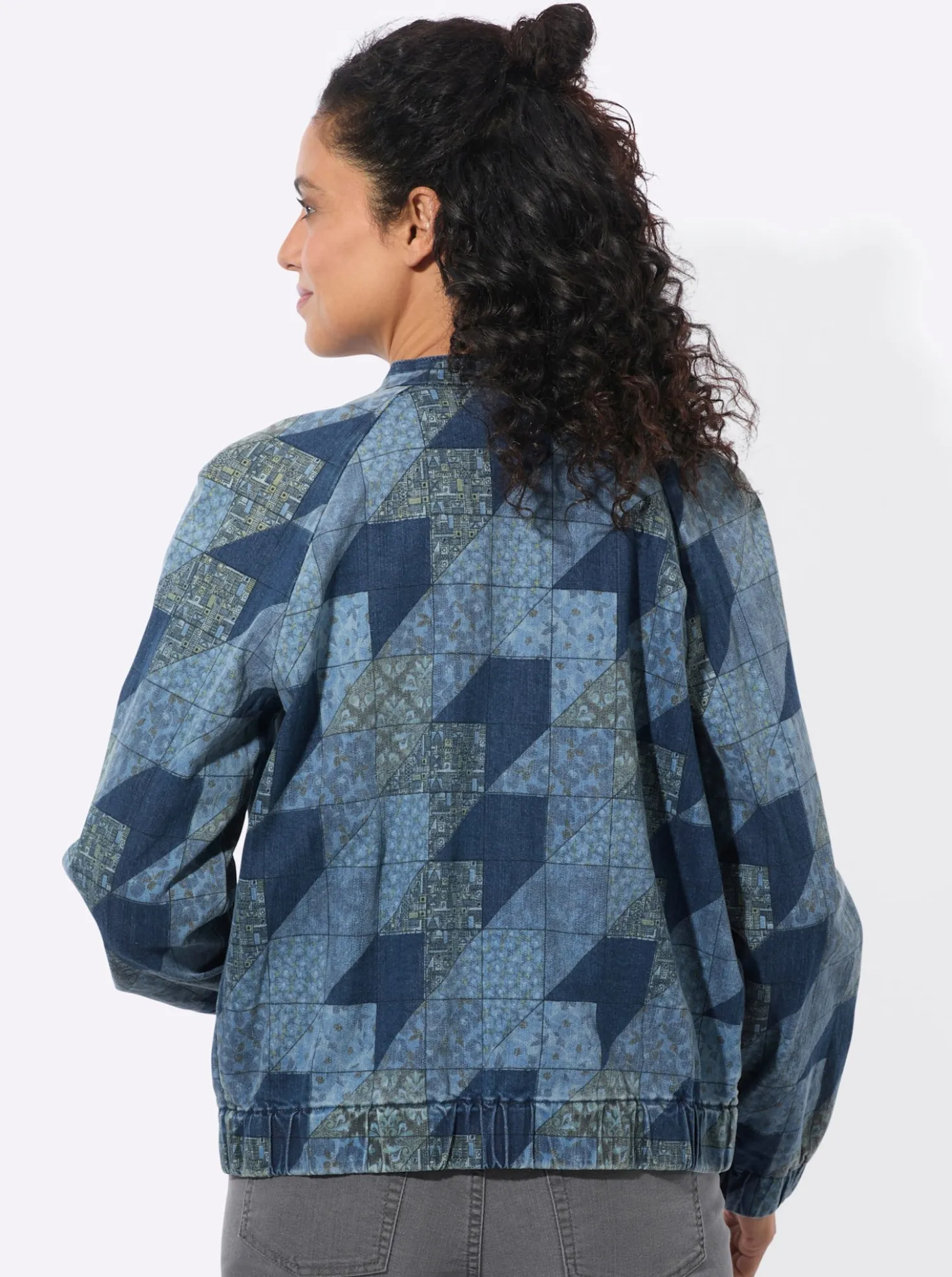 Jeansjacke in Patchwork-Optik
