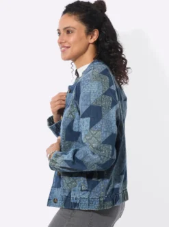 Jeansjacke in Patchwork-Optik
