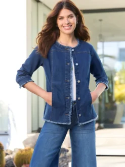 Jeansjacke mit Fransen