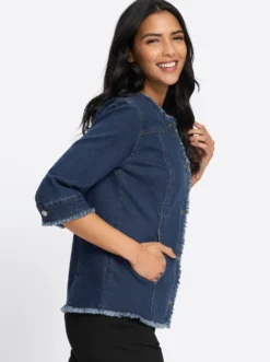 Jeansjacke mit Fransen