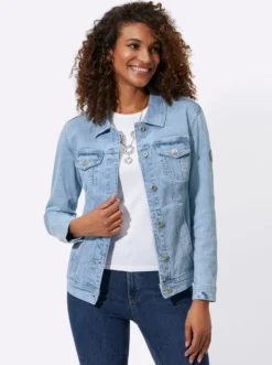 Jeansjacke mit Knopfmanschetten