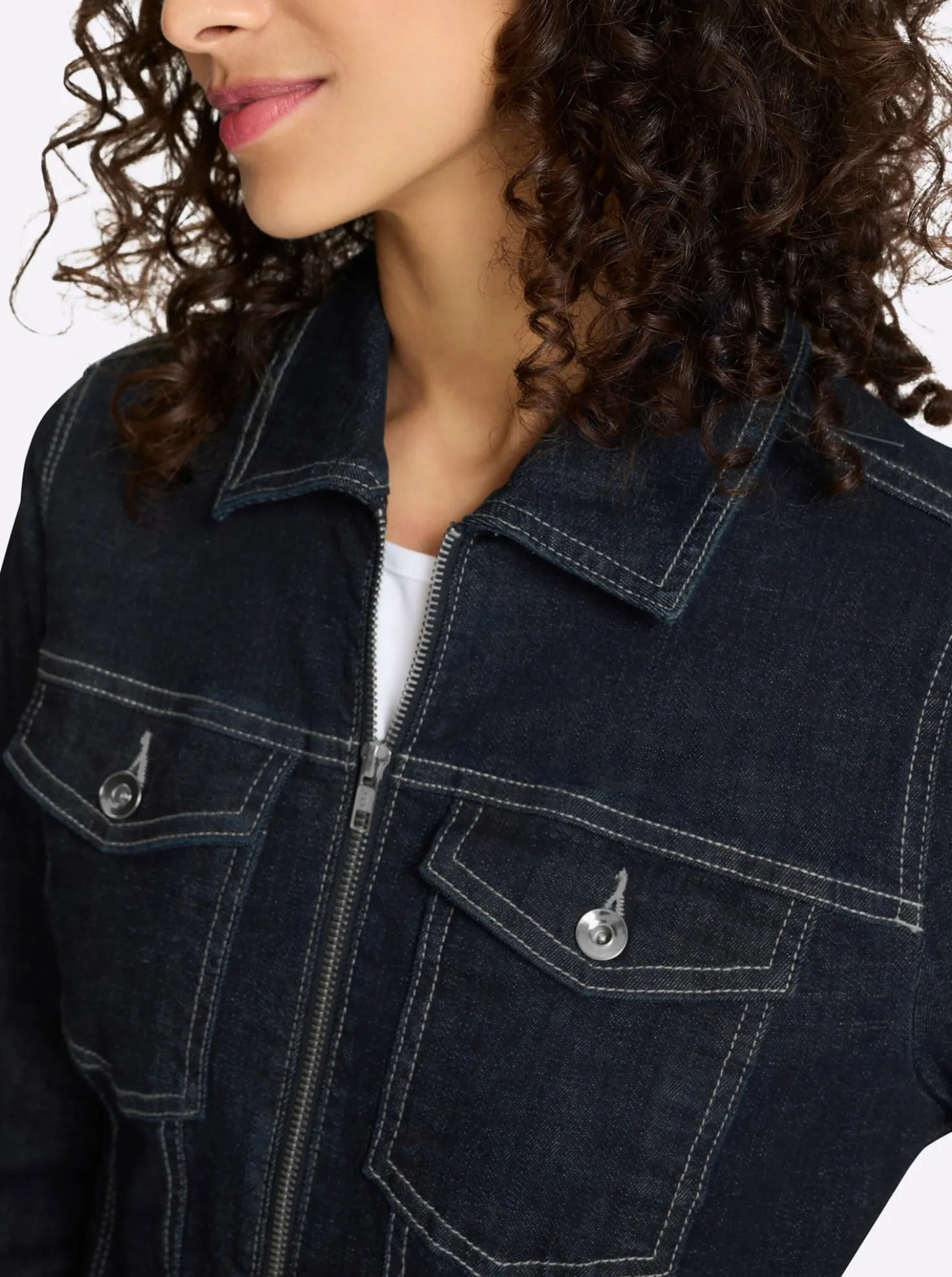Jeansjacke mit 2-Wege-Zipper