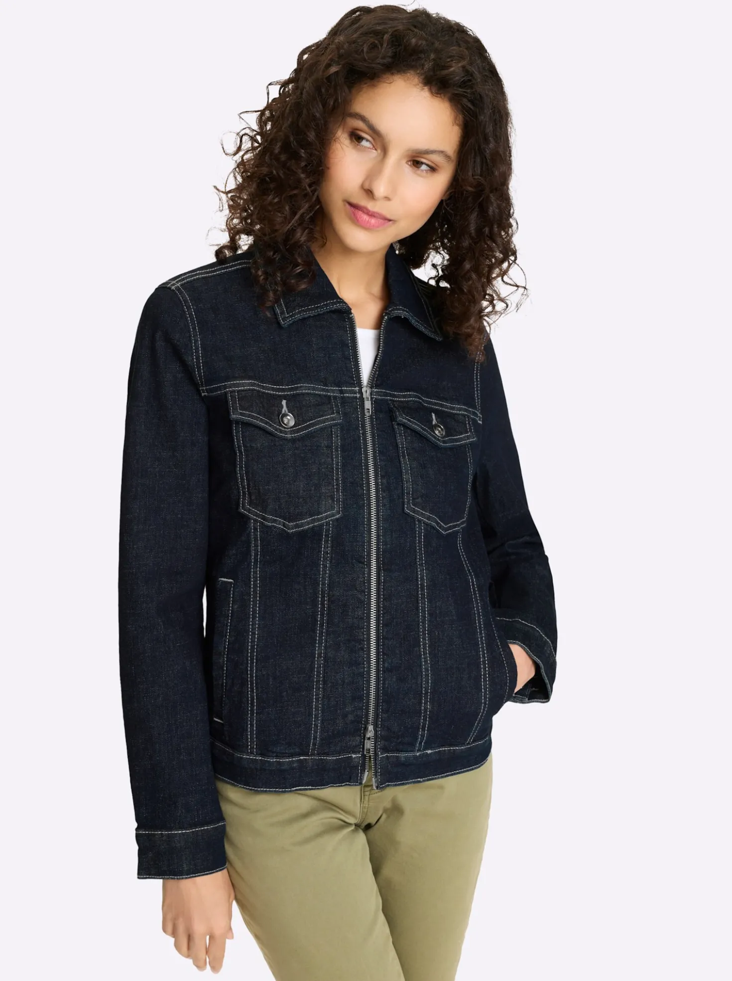 Jeansjacke mit 2-Wege-Zipper