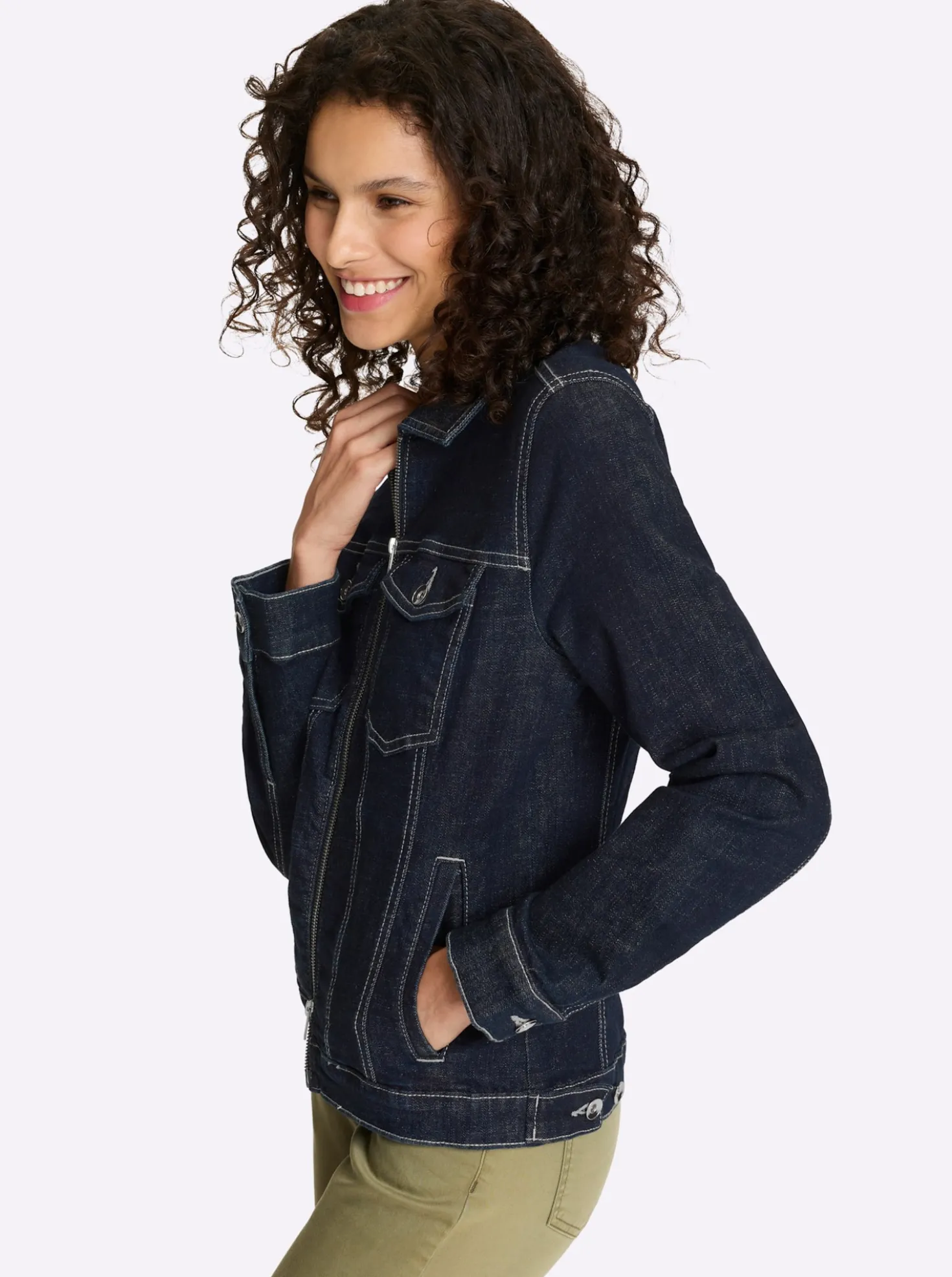 Jeansjacke mit 2-Wege-Zipper