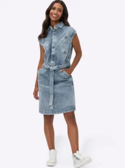 Jeanskleid mit Druckknopf-Leiste