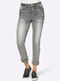 7/8-Jeans mit Beinaufschlag, fixiert