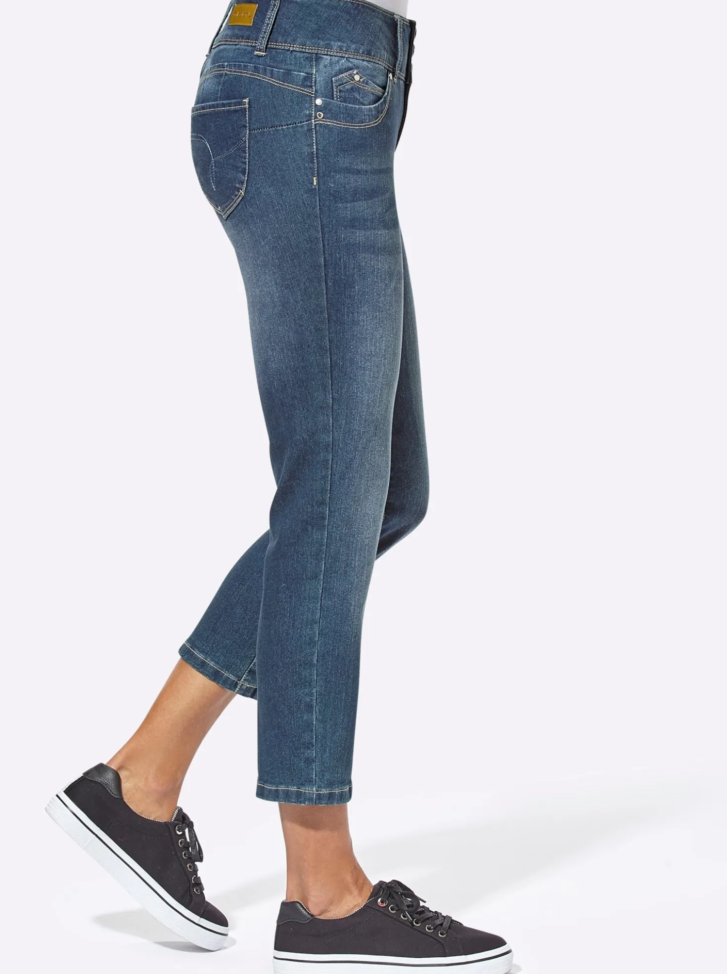 7/8-Jeans mit breitem 3-Knopf-Bund