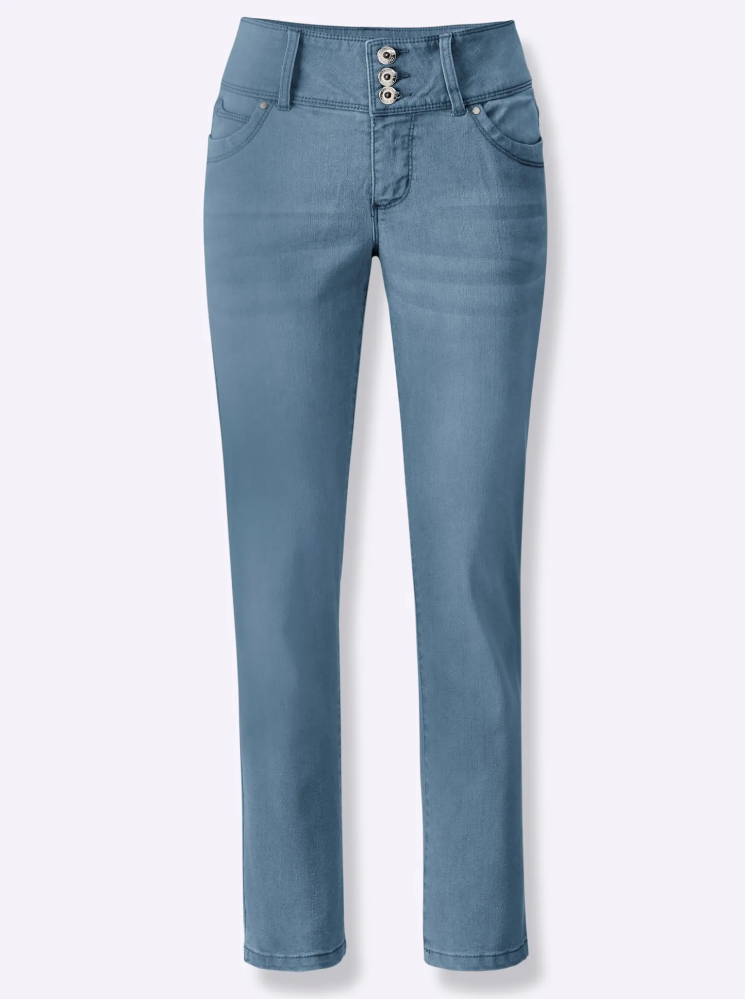 7/8-Jeans mit breitem 3-Knopf-Bund